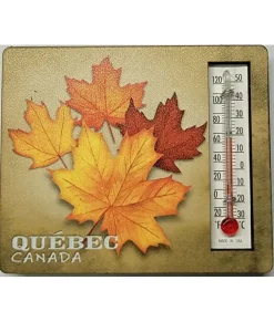 Aimant de réfrigérateur/thermomètre, souvenir du Québec, Canada. Feuille d'érable.