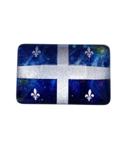 Aimant en verre, avec le drapeau du Québec.