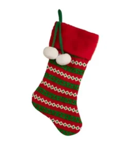 Bas de Noël 20 pouces à pompons