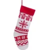 Bas de Noël 20 pouces rouge et blanc avec flocon