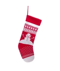 Bas de Noël 20 pouces rouge et blanc avec bonhomme de neige