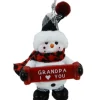 Bonhomme de neige avec bannière, message, "Grand-père je t'aime", ornement