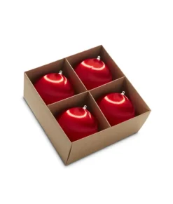 Boîte de boules 4 pouces rouges satinées, 4 par boîte