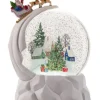 Boule à neige, éclairée par LED, scintillante, Père Noël volant