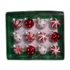 Boules en verre miniatures rouges et blanches.