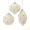Boules rondes, oignon et filial en verre blanc, 80 mm, boîte de 3