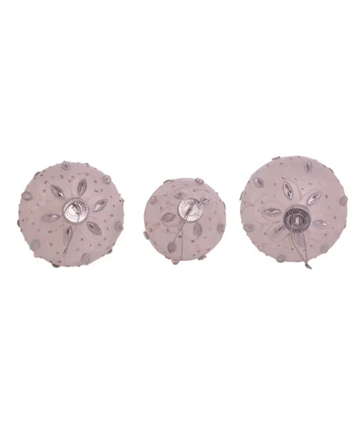 Boules rondes, oignon et filial en verre blanc, 80 mm, boîte de 3