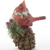 Décor de table, cardinal sur pomme de pin