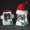Décor de table, Cubes de bonhomme de neige avec Chapeau de Pere Noel à DEL