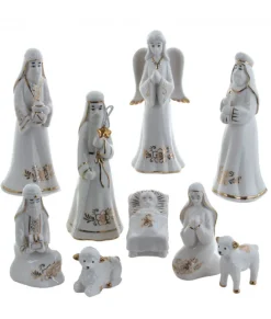 Décor de table. Ensemble de nativité or et blanc