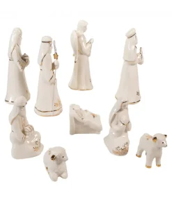 Décor de table. Ensemble de nativité or et blanc