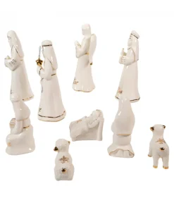 Décor de table. Ensemble de nativité or et blanc