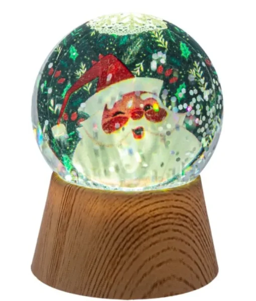 Décor de table, Mini Dôme d’eau, Lumière LED, Père Noël souriant