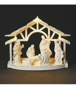 Décoration de table, crèche illuminée, style rustique
