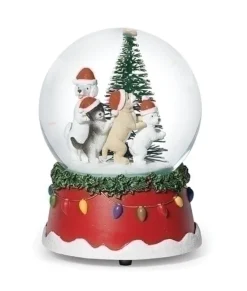 Dôme musical, chiens dansants près du sapin de Noël, 100mm