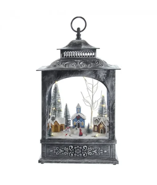 Lanterne musicale avec village de Noël