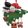 M. & Mme Bonhomme de neige, avec sapin de Noël
