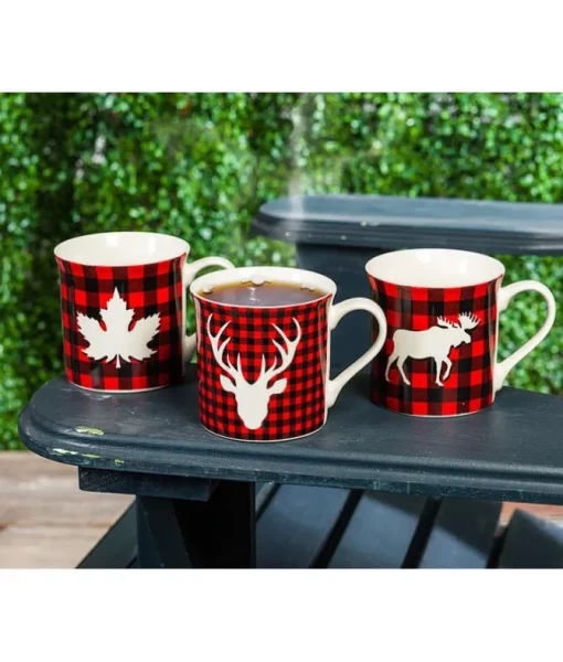 Mug souvenir, en tissu écossais avec silhouette orignale