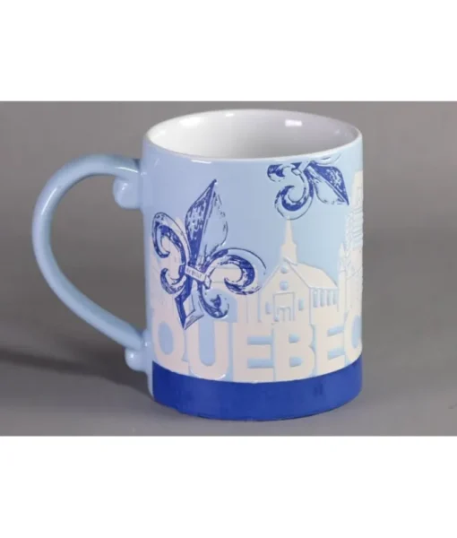 Mug souvenir, motif fleur de lys et remparts.