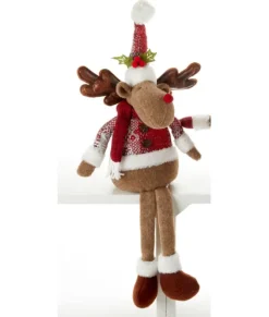 Orignal mâle en peluche de style traditionnel, ornement d'étagère