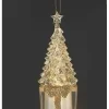 Ornement, arbre de Noël en paillettes dorées