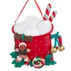 Ornement avec grelots, mug de chocolat chaud