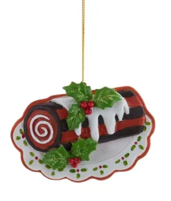Ornement, Bûche de Noël avec houx