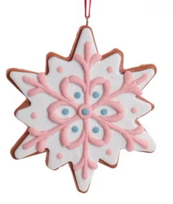 Ornement, biscuit au pain d’épices, forme de flocon de neige