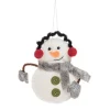 Ornement, bonhomme de neige en tissu avec cache-oreilles