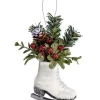 Ornement, botte de patinage blanc givré avec gui