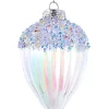 Ornement, boule de fleuron en verre, paillettes argentées et colorées