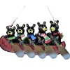 Ornement, canoe avec famille de 5 ours
