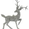 Ornement, cerf majestueux à paillettes argentées