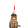 Ornement, chat avec couronne de Noël