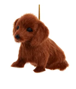 Ornement de teckel à fourrure en peluche