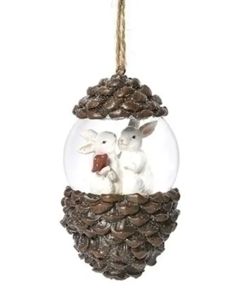 Ornement, dôme de pomme de pin, avec des lapins