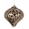 Ornement en verre de fleuron orné de bijoux, motif peau de léopard
