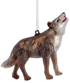 Ornement en verre, Loup gris, Debout