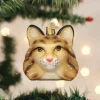 Ornement en verre, tête de lynx roux