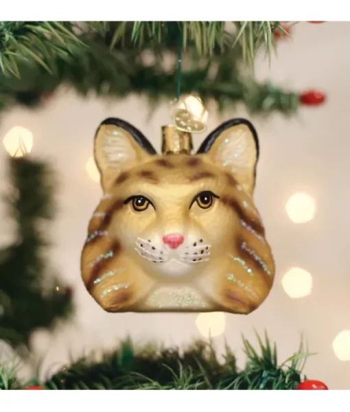 Ornement en verre, tête de lynx roux