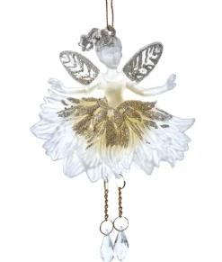 Ornement, fée acrylique claire avec des accents d’or et d’argent