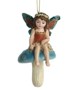 Ornement, Fée aux ailes de papillon, sur champignon