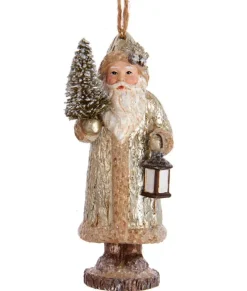 Ornement, figurine traditionnelle allemande du Père Noël Belsnickel, dorée