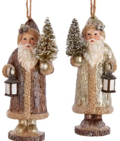Ornement, figurine traditionnelle allemande du Père Noël Belsnickel, dorée