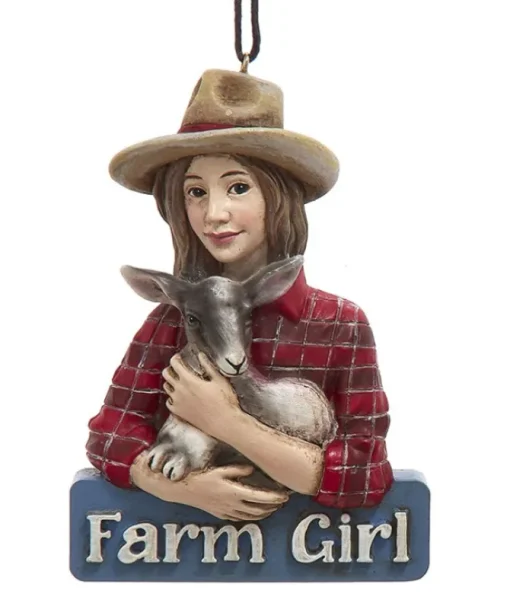 Ornement, fille de ferme ouvrière, avec chèvre