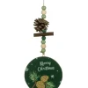 Ornement, forme de cercle vert avec motif et décoration.