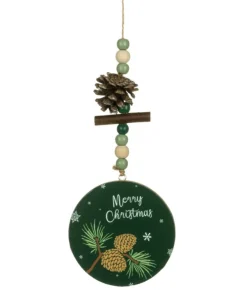 Ornement, forme de cercle vert avec motif et décoration.