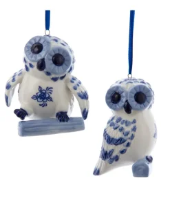 Ornement hibou bleu delft