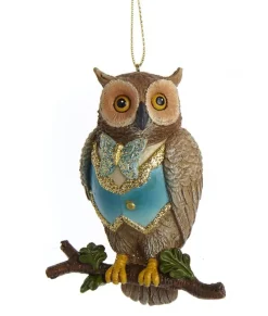 Ornement, hibou enchanté en gilet bleu