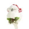 Ornement, hibou endormi avec chapeau de laine.